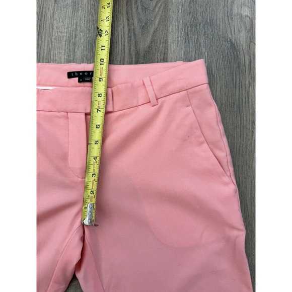 THEORY Sienna Pants Womens 6 Cropped wool-twill tapered Salmon Pink Read - Picture 5 of 11
